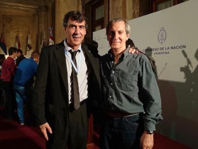 GM Néstor Galarraga, Medalla de Plata y el Maestro Horacio Boitano en el Congreso de la Nación Argentina.